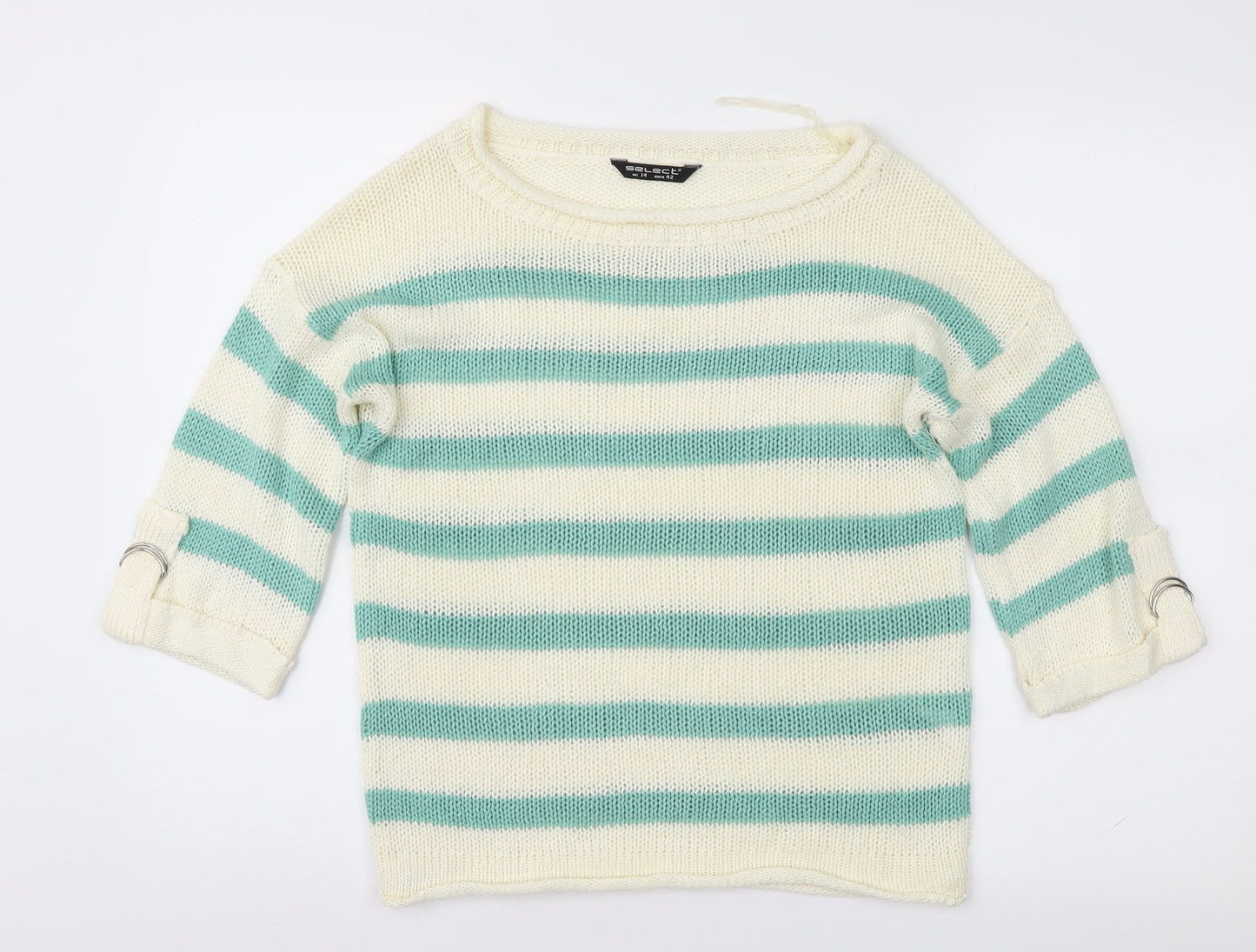 Select Womens Ivory Striped  Pullover Jumper Size 14