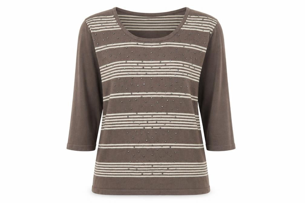 FABRIZIO GIANNI Womens Brown Striped  Pullover Jumper Size M