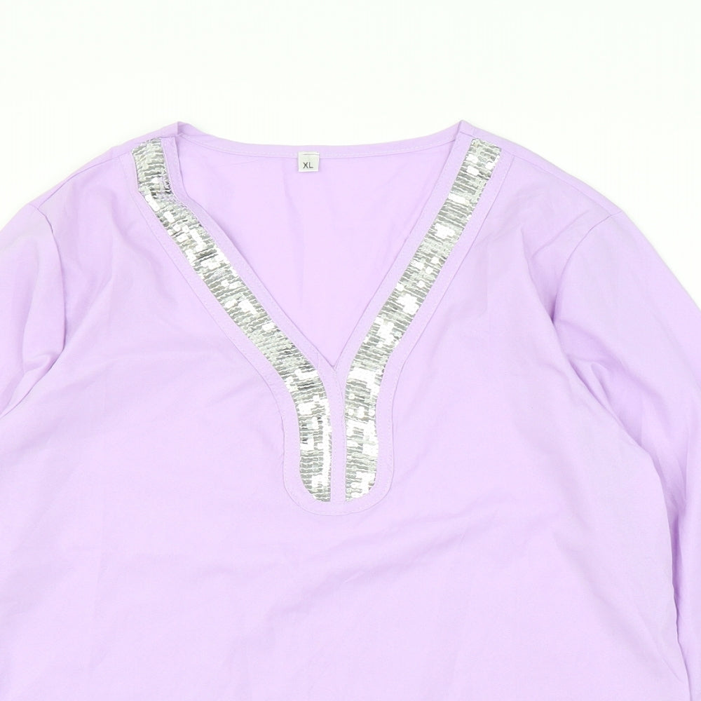Preworn Womens Purple   Basic Blouse Size XL