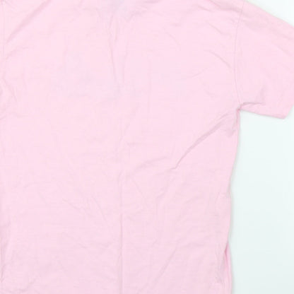 Brand and care label for Fil girls’ pink basic t-shirt, size 10, years
