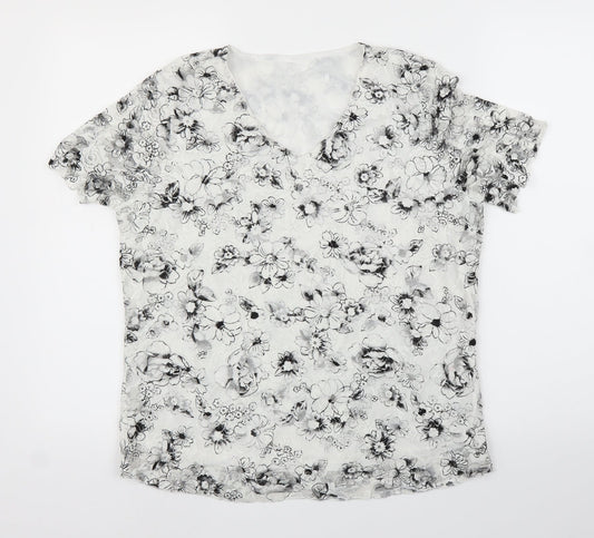 BM Womens White Floral  Basic Blouse Size M