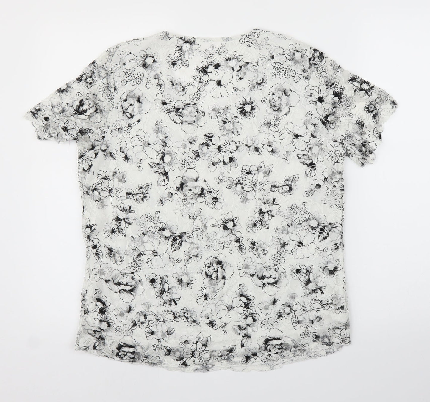 BM Womens White Floral  Basic Blouse Size M