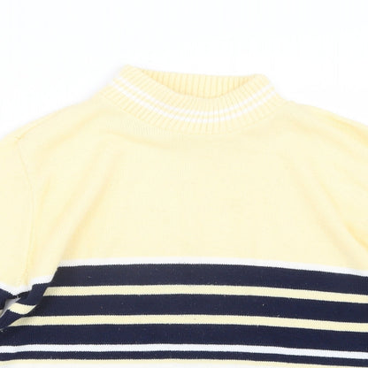 Close-up detail of CHIC women’s ivory striped knit jumper, size S
