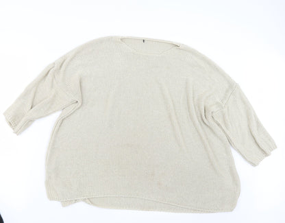 Front view of Papaya women’s beige knit jumper, size UK 20