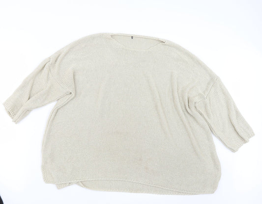 Papaya Womens Beige  Knit Pullover Jumper Size 20