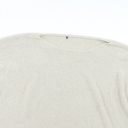 Close-up detail of Papaya women’s beige knit jumper, size UK 20