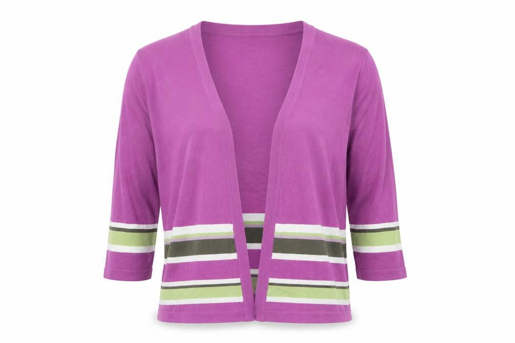 Marks & Spencer Womens Purple Striped Knit Cardigan Jumper Size 10