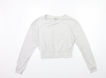 Additional front view of Atmosphere women’s grey pullover sweatshirt, size XS