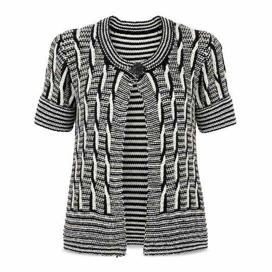 Front view of Roman women’s black knit cardigan jumper, size M