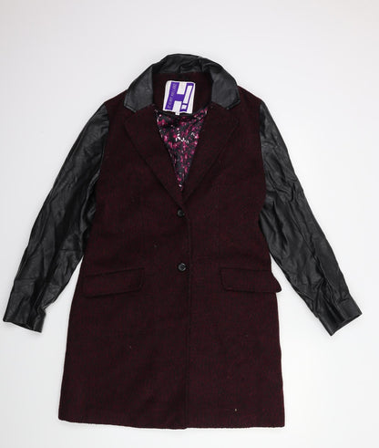Front view of By Henry Holland women’s red overcoat coat, size UK 14