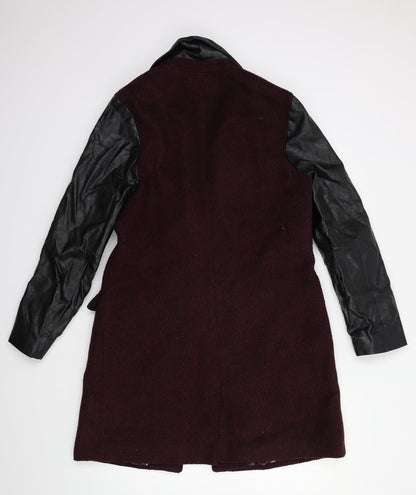 Back view of By Henry Holland women’s red overcoat coat, size UK 14
