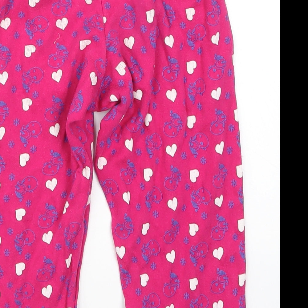 In Extenso Girls Pink Geometric  Sweatpants Trousers Size 3 Years - Snowman Loungewear