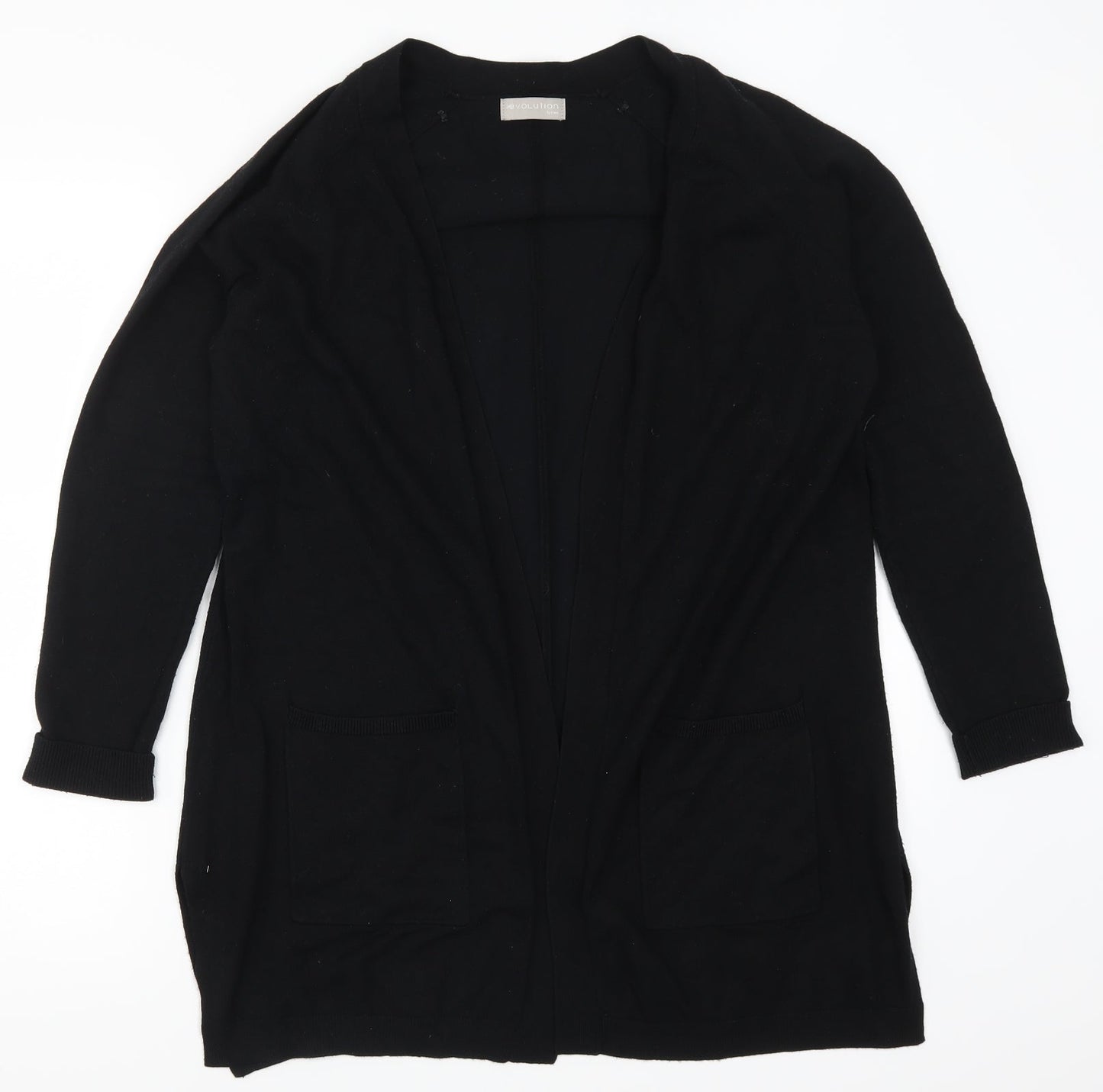 Evolution Womens Black  Rayon Cardigan Jumper Size M