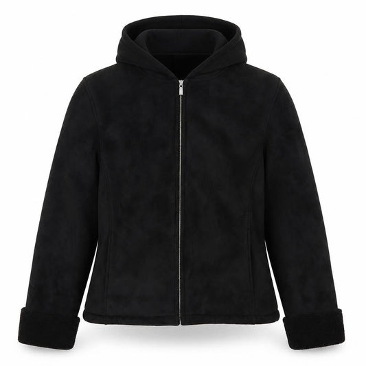 Front view of Papaya women’s black jacket coat, size UK 12