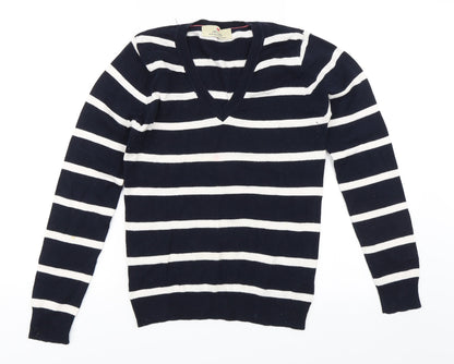 Additional front view of Atmosphere women’s blue striped jumper, size UK 10