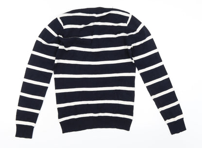 Back view of Atmosphere women’s blue striped jumper, size UK 10