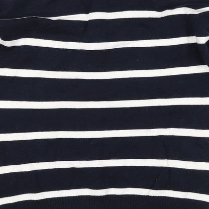 Brand and care label for Atmosphere women’s blue striped jumper, size UK 10
