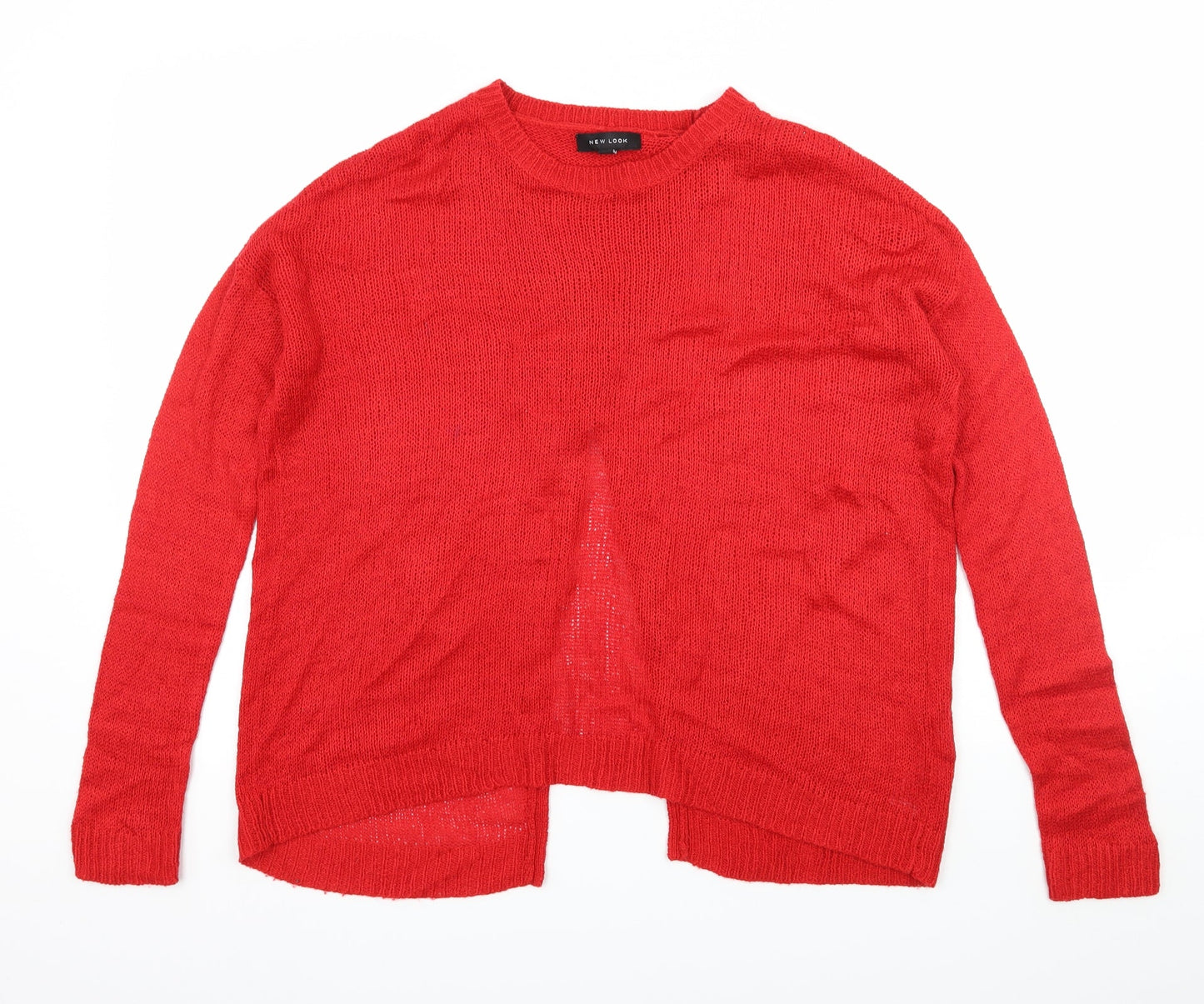 New Look Womens Red  Knit Pullover Jumper Size S  - Open Back