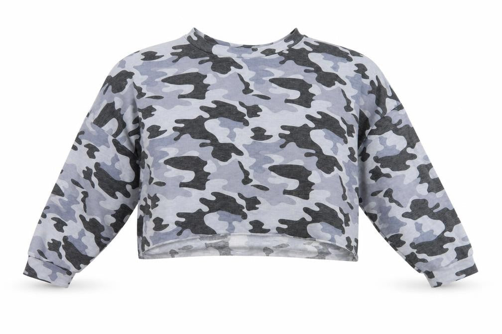 Tresics Womens Multicoloured Camouflage Jersey Cropped T-Shirt Size S