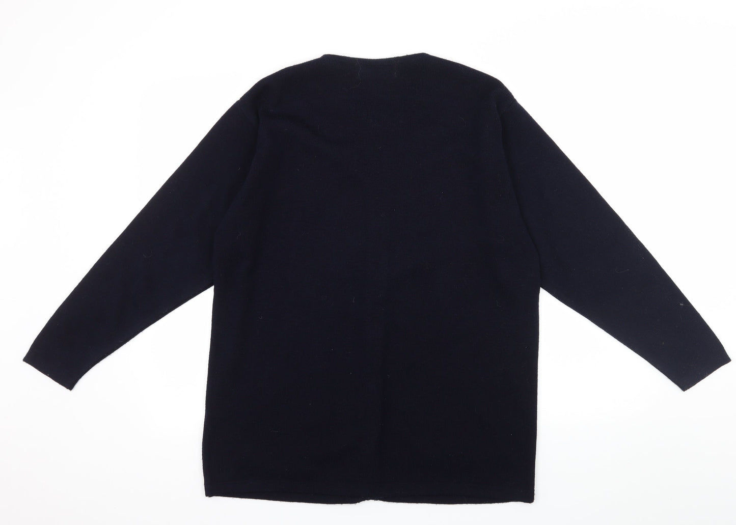 Akal Womens Blue Floral Knit Cardigan Jumper Size L