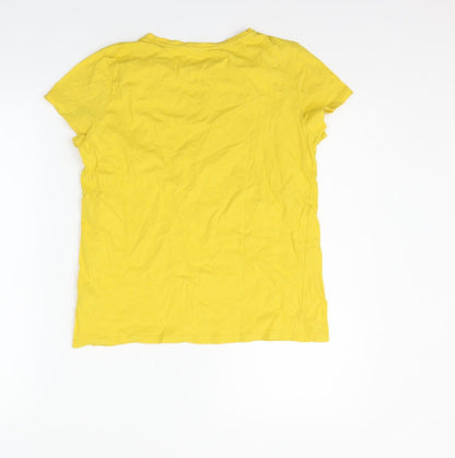 Back view of H&M girls’ yellow basic t-shirt, size 14-15, years