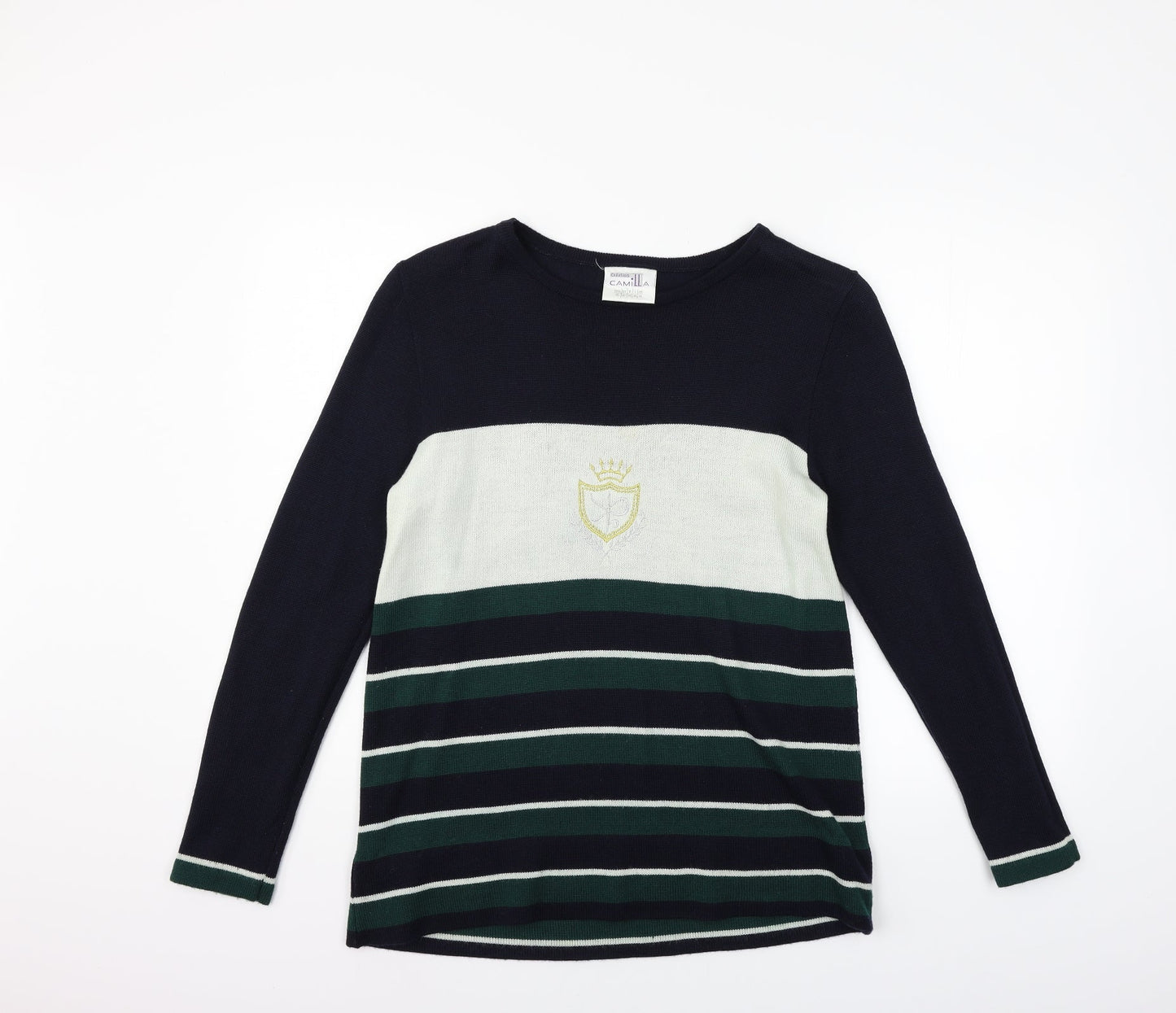 Camilla Womens Blue Striped  Pullover Jumper Size 14