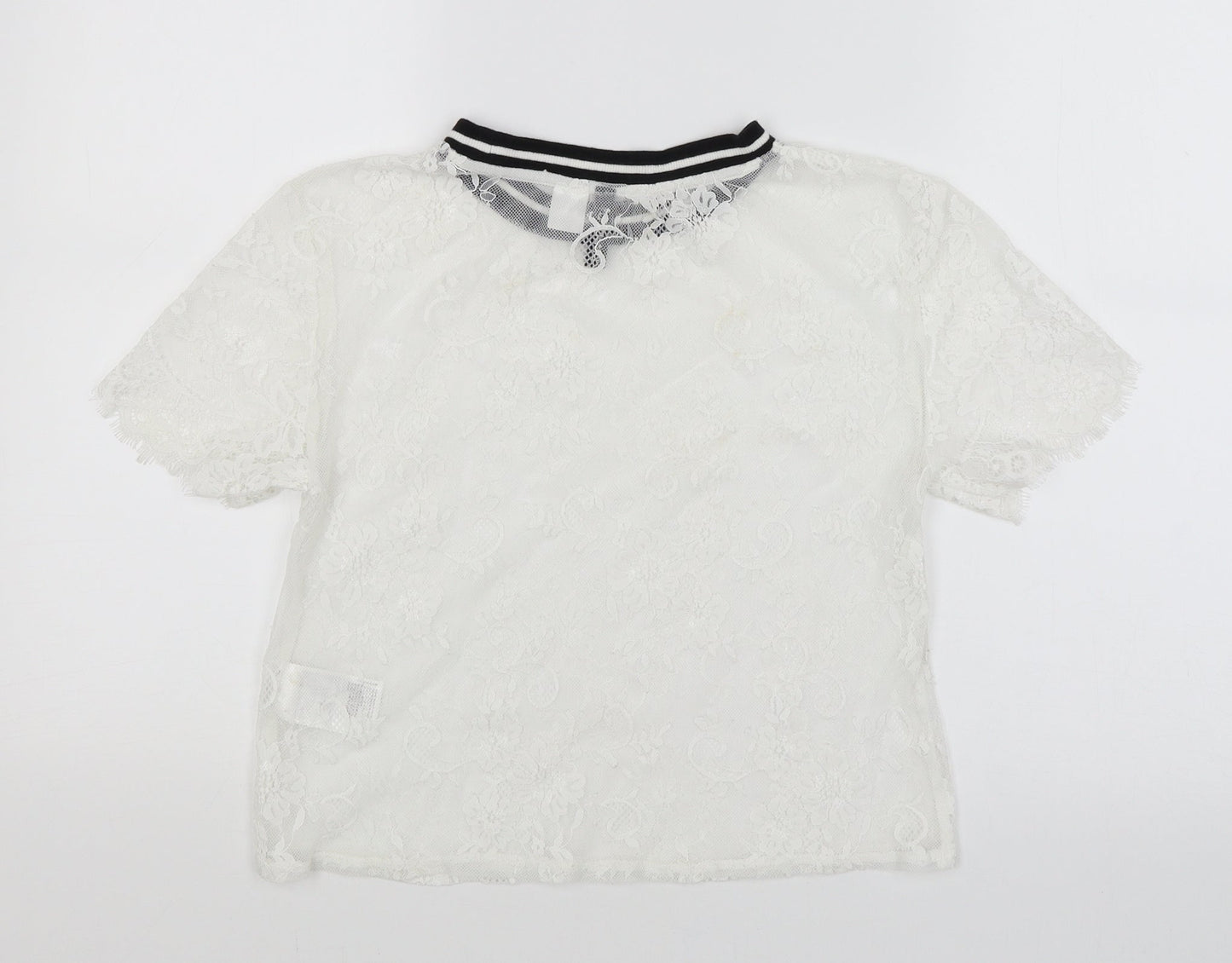 Divided Womens White Floral  Basic T-Shirt Size XS