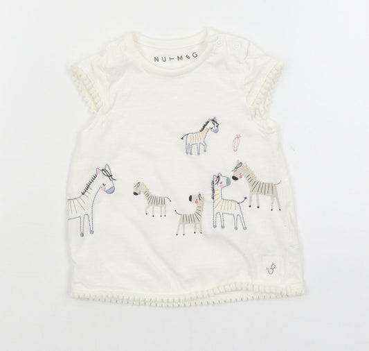 Nutmeg Baby White   Basic T-Shirt Size 3-6 Months  - Zebras