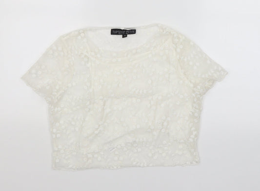 Topshop Womens White Floral  Basic T-Shirt Size 12