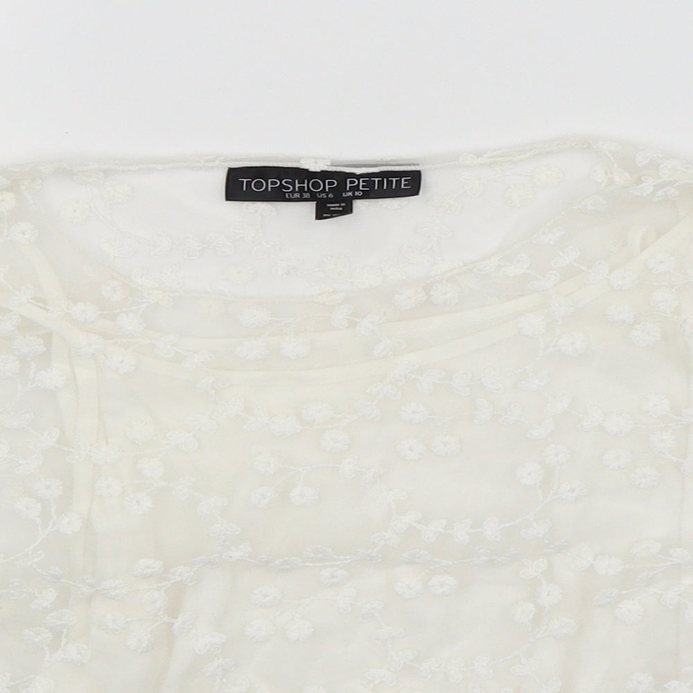 Topshop Womens White Floral  Basic T-Shirt Size 12