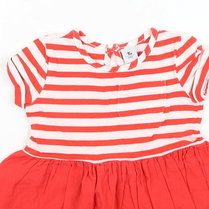 Close-up detail of Tu Baby Red Striped Fit & Flare, size 9-12, Months