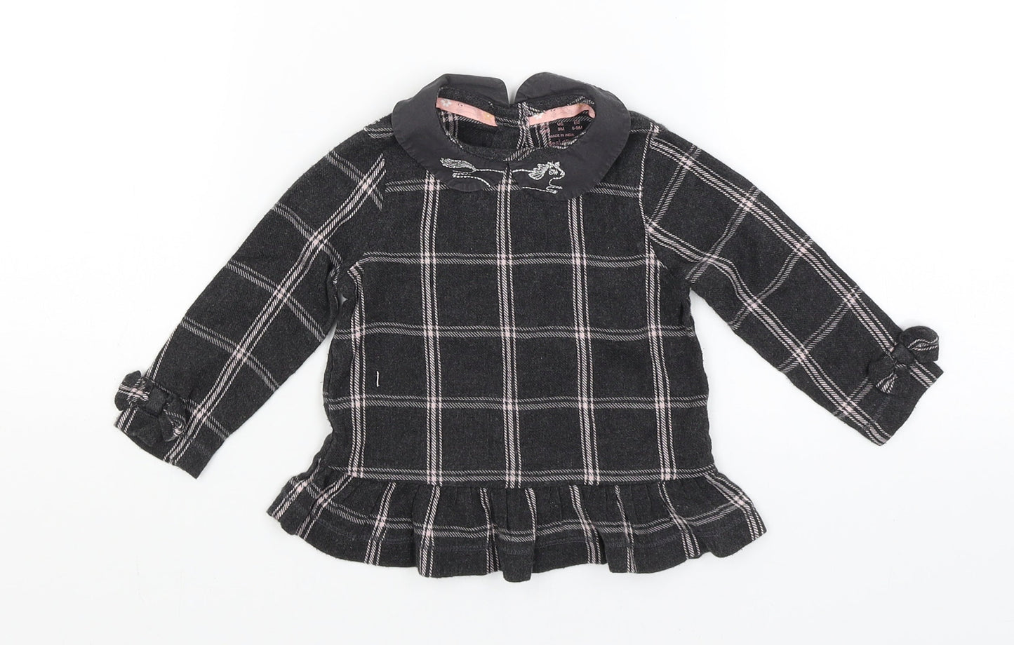 F&F Baby Black Check  Basic T-Shirt Size 6-9 Months