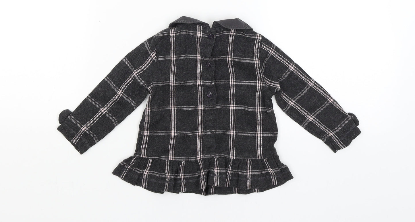 F&F Baby Black Check  Basic T-Shirt Size 6-9 Months