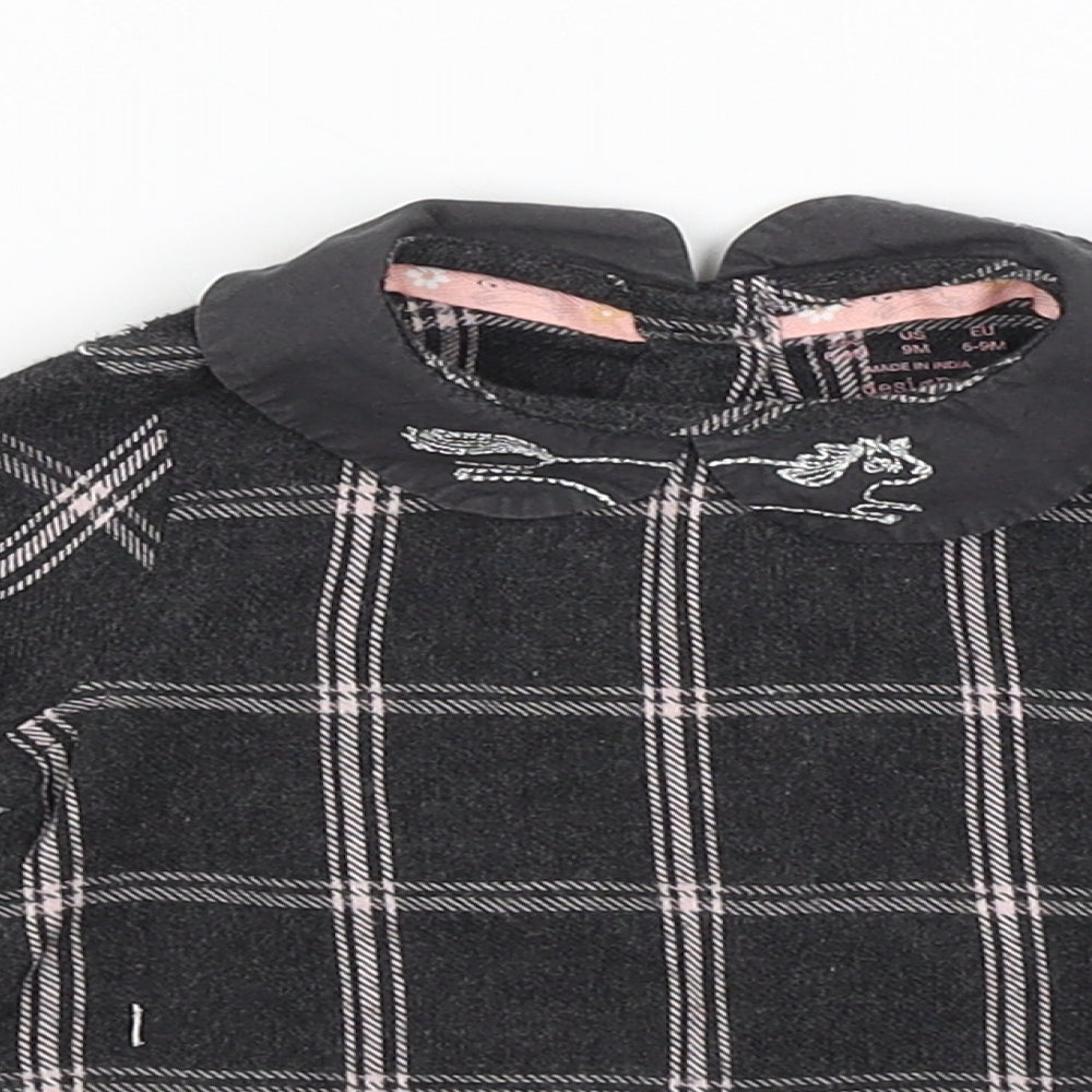 F&F Baby Black Check  Basic T-Shirt Size 6-9 Months