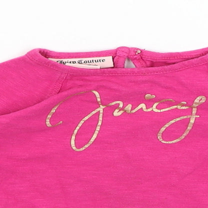 Close-up detail of Juicy Couture Baby Pink Basic T-Shirt, size 6-9, Months