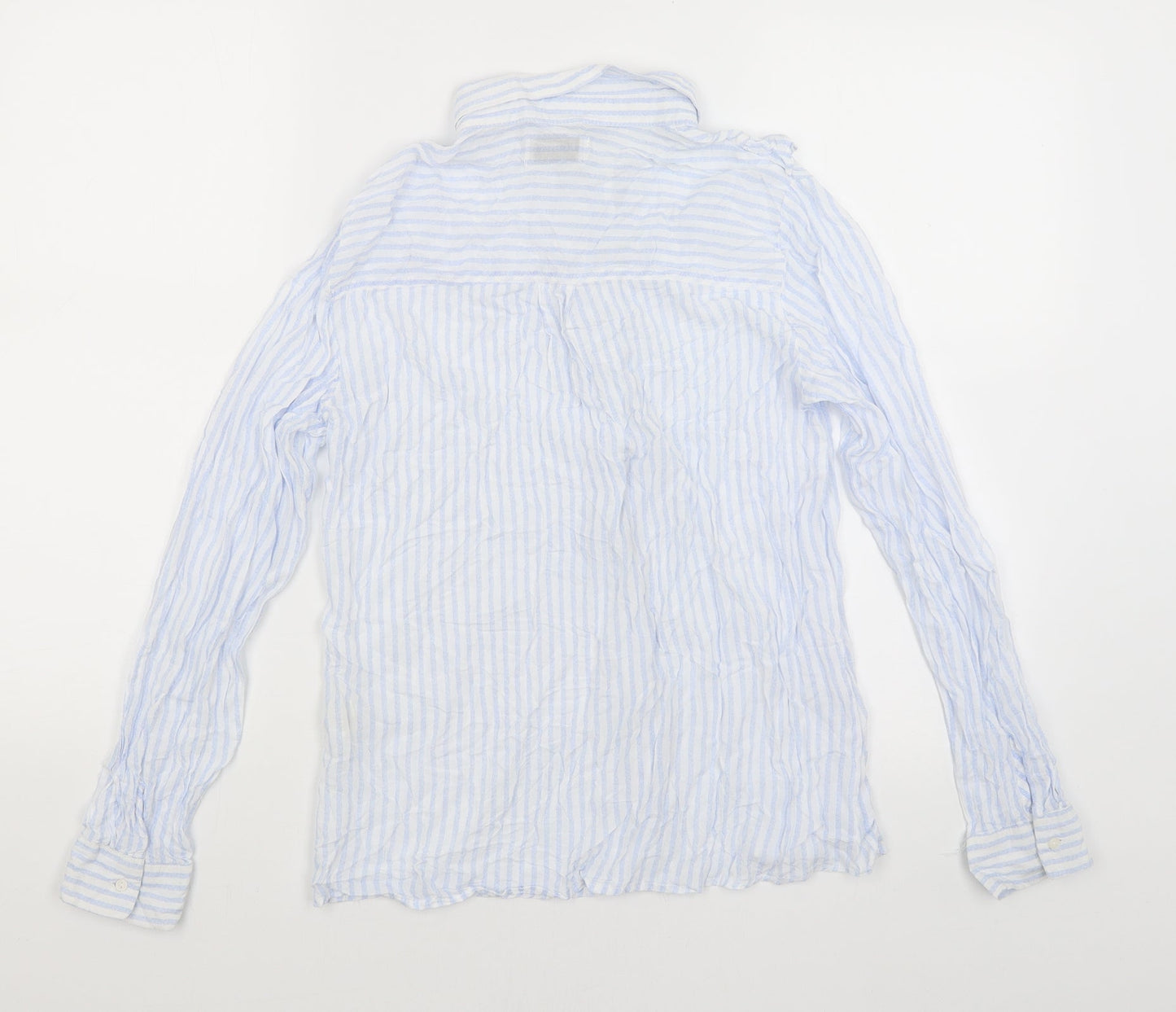 Pull & Bear Womens Blue Striped  Basic Button-Up Size M