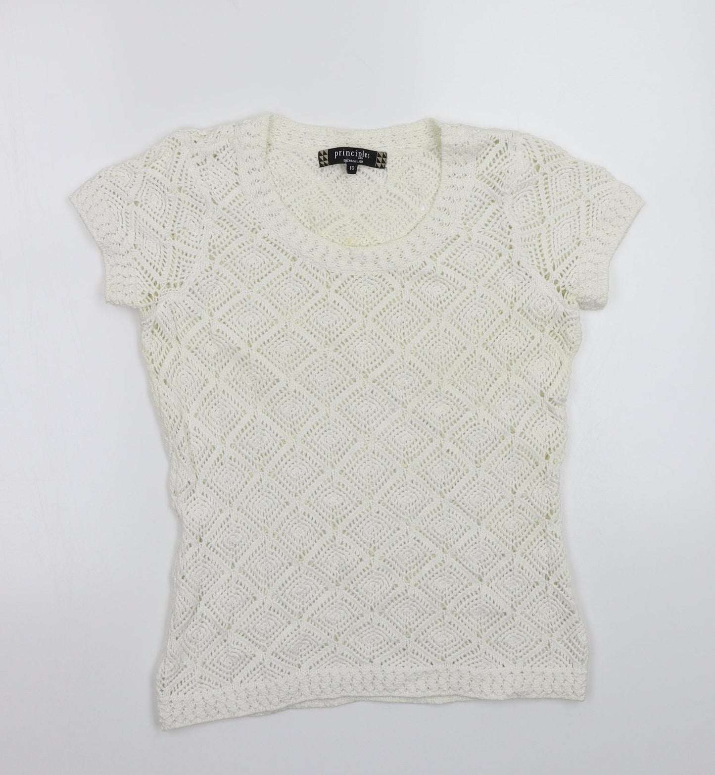 Principles Womens White   Basic T-Shirt Size 10