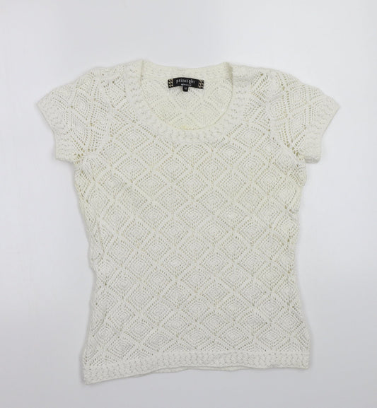 Principles Womens White   Basic T-Shirt Size 10
