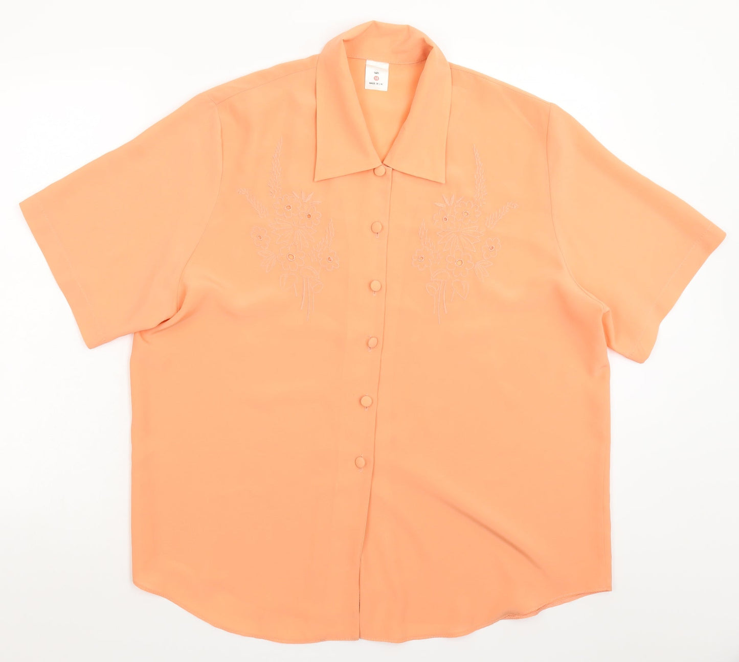 Preworn Womens Pink  Satin Basic Button-Up Size 16