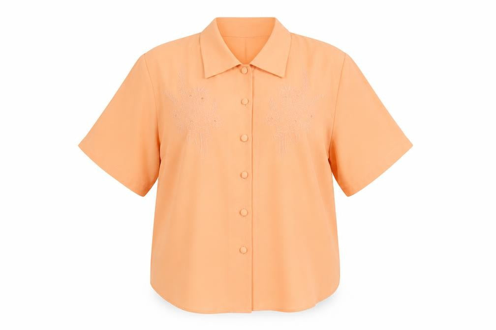 Preworn Womens Pink  Satin Basic Button-Up Size 16