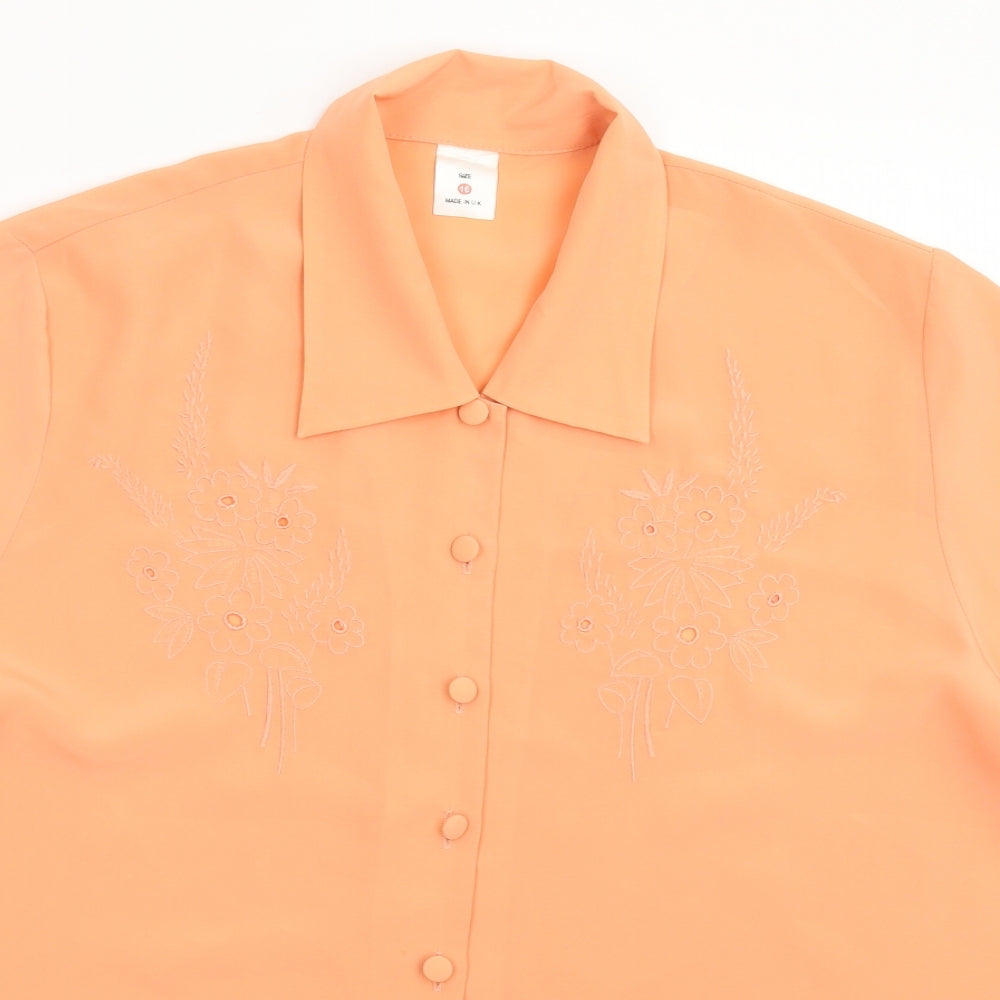 Preworn Womens Pink  Satin Basic Button-Up Size 16