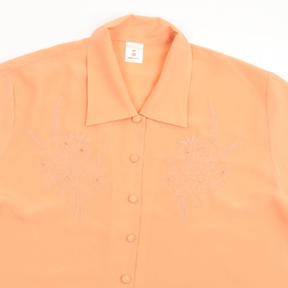 Preworn Womens Pink  Satin Basic Button-Up Size 16