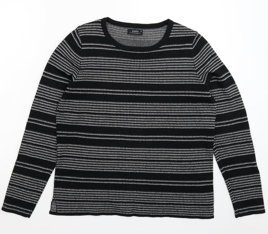 Papaya Womens Black Geometric Knit Pullover Jumper Size 14