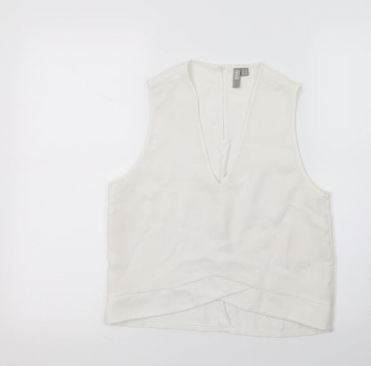Additional front view of ASOS women’s white basic blouse, size UK 8