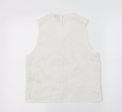 Back view of ASOS women’s white basic blouse, size UK 8