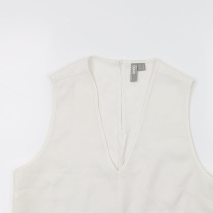 Close-up detail of ASOS women’s white basic blouse, size UK 8