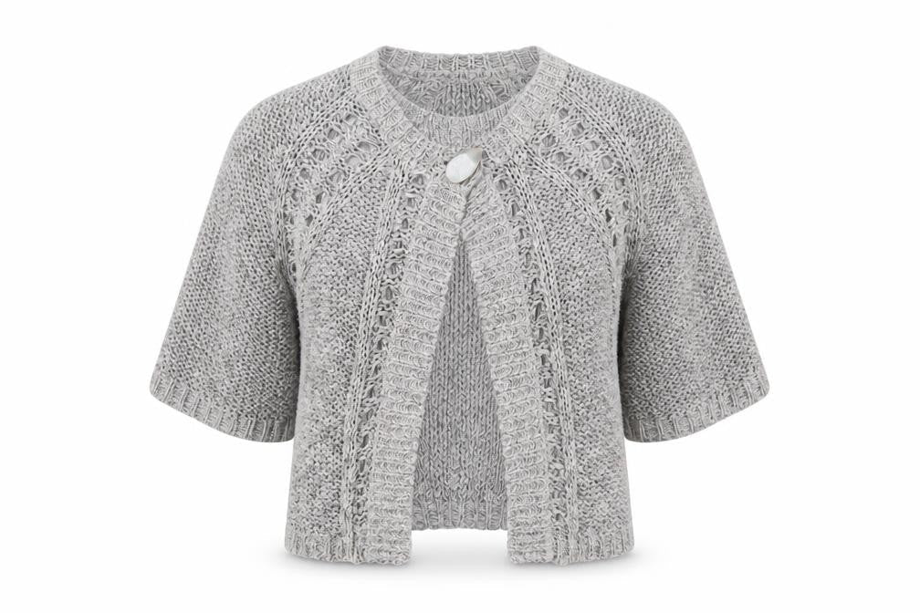Moda Womens Grey  Knit Cardigan Jumper Size 10