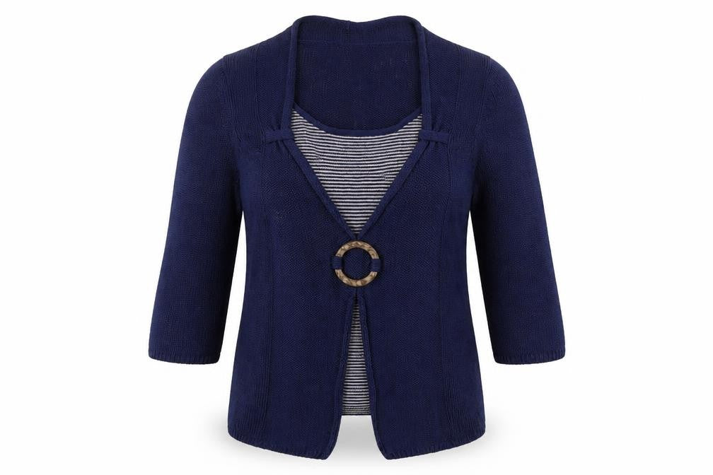 Marks & Spencer Womens Blue Striped Knit Pullover Jumper Size 8