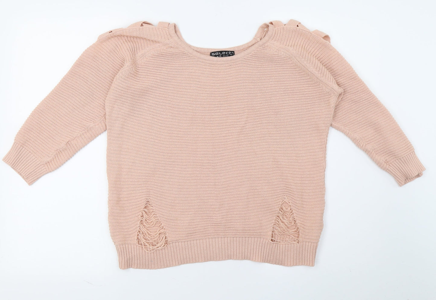 Select Womens Pink  Knit Pullover Jumper Size 16  - Distressed