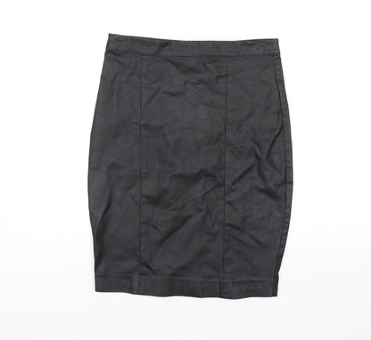 Preloved Topshop Womens Black   A-Line Skirt Size 10 - Front